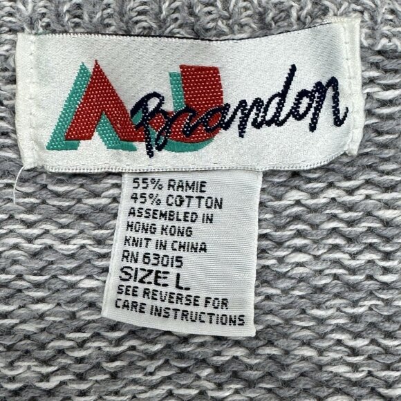 Vtg Cardigan Sweater Women L Floral Yarn Embroidery Argyle Chunky 90s Y2K Preppy - Picture 8 of 11